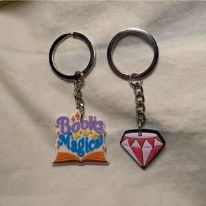 📚 Small Books Are Magical and Pink Diamond Shaped Keychain Bundle